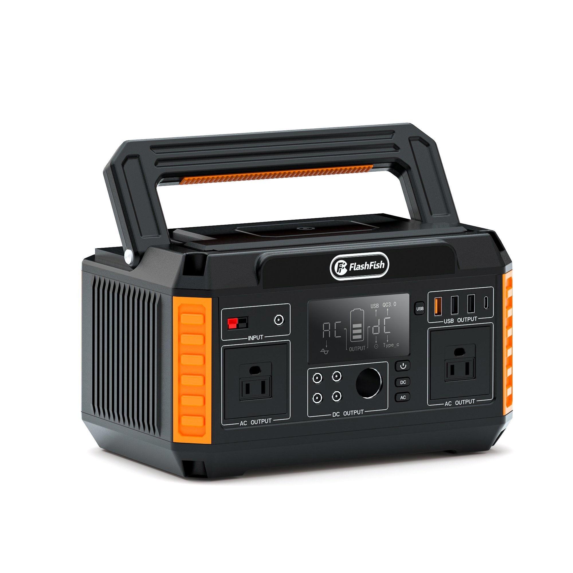 Flashfish 560W Portable Power Station; 520Wh/140400mAh Solar Generator Backup Power with 2x110V/560W AC Outlets; 5xDC Output and 4xUSB Outputs; Lit Flashfish 560W Portable Power Station; 520Wh/140400mAh Solar Generator Backup Power with 2x110V/560W AC Outlets; 5xDC Output and 4xUSB Outputs; Lit