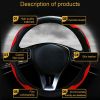 Car SUV Red Universal Microfiber Leather Steering Wheel Cover 15" For Honda Jeep