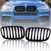 LEAVAN Pair Front Gloss Black Kidney Grill Grilles For BMW X5 E70 X6 E71 2007-2013