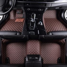 Fully Surrounded Car Leather Floor Mat Pad All Weather Protection (Option: Coffee-Single layer)