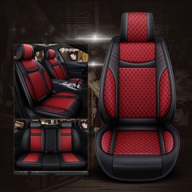 Linen Car Seat Cover Four-Season Universal Seat Cover (Color: Red)