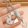 Creative Metal Couple Keychain Heart Smiley Keychain Pendant Set